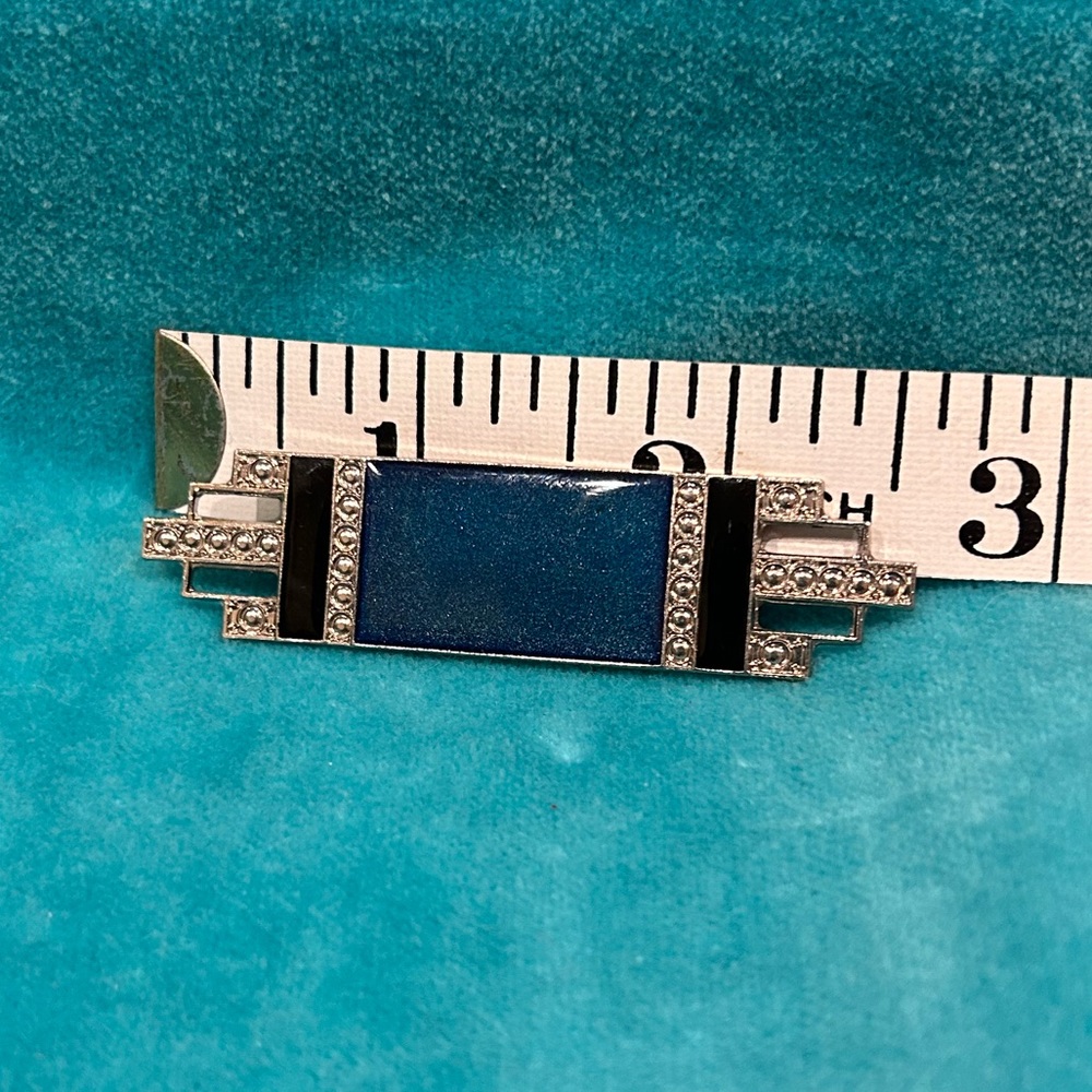 🔷HP🔹Pin with Blue & black Inlay on Silver - Picture 3 of 8